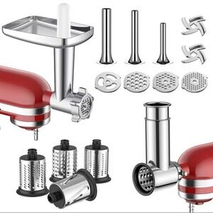 NIB Meat Grinder/Stainless Steel Slicer Shredder Attachment for Kitchenaid Stand